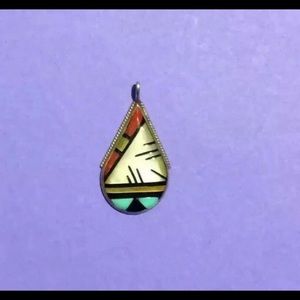SOLD - Navajo Sterling Multi Stone Inlay Pendant